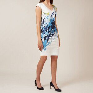 Hobbs London Cotton Abstract Floral Shift/Sheath Dress Size 12